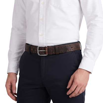 Mens Belts for Jeans – Genuine Leather Crazy Holes Belt by Gallanto