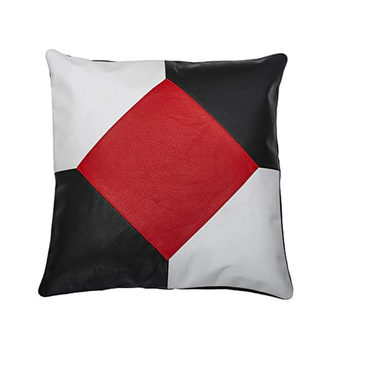 Diamond Shape Genuine Leather Set of 2 Cushion Covers