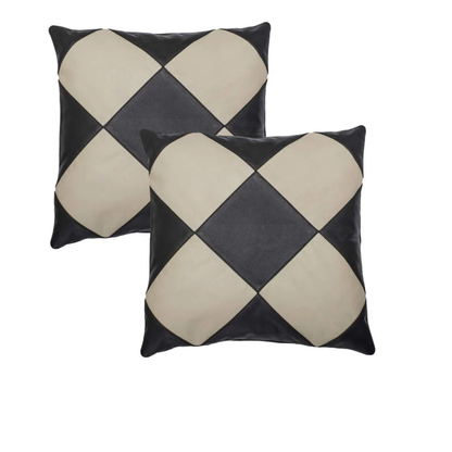 Diamond Shape Genuine Leather Set of 2 Cushion Covers