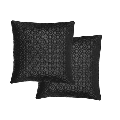 Cushion Covers Embroidered-Set of 2 Genuine Leather 16 Inch