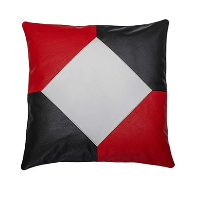 Diamond Shape Genuine Leather Set of 2 Cushion Covers