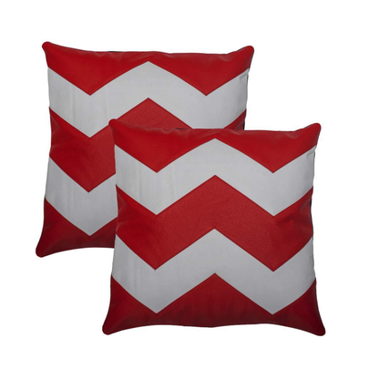 Zigzag Design Leather Cushion Covers-Set of 2