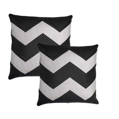 Zigzag Design Leather Cushion Covers-Set of 2