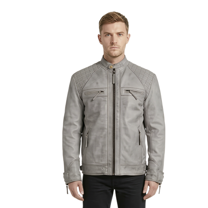 Mens Casual Smart Jackets – Diamond Leather Biker Jacket