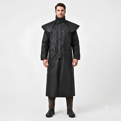 Long Black Coat – Unisex Waterproof Duster for All-Weather Protection