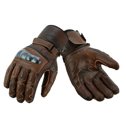 Motorcycle Gloves Premium Leather with Carbon Knuckle Armour