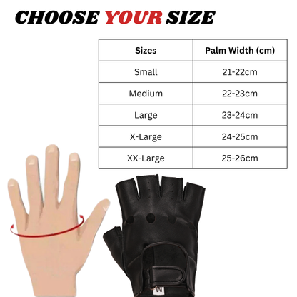Leather Fingerless Gloves – Premium Half Finger Driving & Riding Gloves