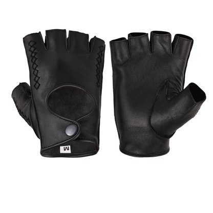 Leather Fingerless Gloves – Premium Half Finger Driving & Riding Gloves
