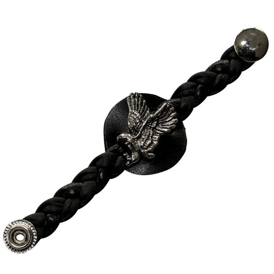 Leather Braided Vest Extenders 15mm Snap Black Motorcycle Style
