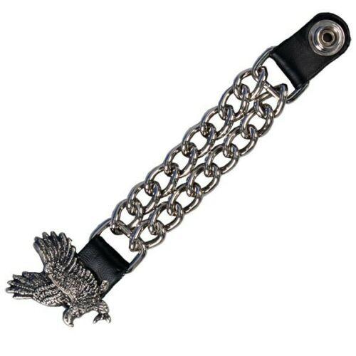 chain vest extenders 7 inch black leather with silver chain snaps