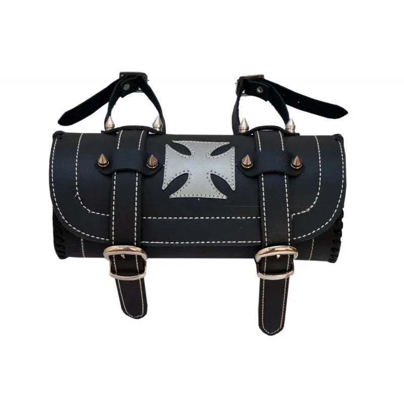 motorbike tool bag with iron cross design for motorcycle storage