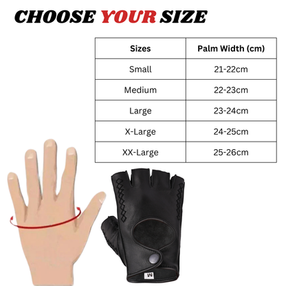 Leather Fingerless Gloves – Premium Half Finger Driving & Riding Gloves