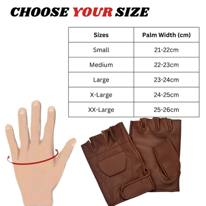 Leather Fingerless Gloves – Premium Half Finger Driving & Riding Gloves