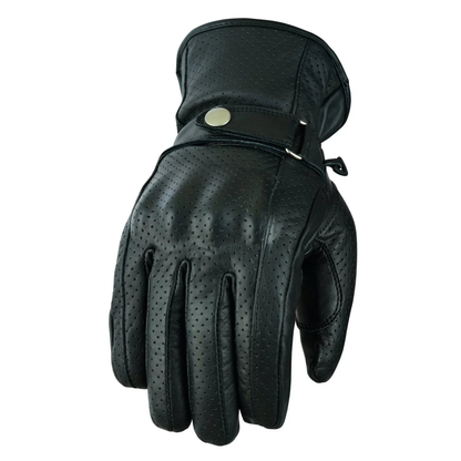 Mens Leather Gloves Vintage Motorcycle Summer Vented Riding Gear