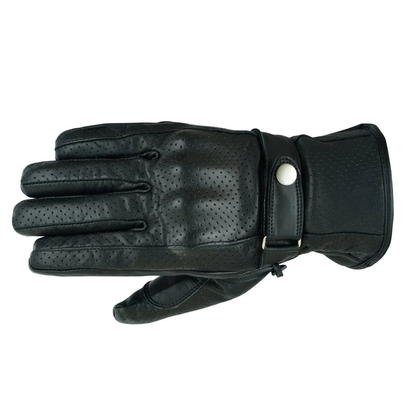 Mens Leather Gloves Vintage Motorcycle Summer Vented Riding Gear