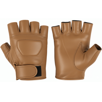 Leather Fingerless Gloves – Premium Half Finger Driving & Riding Gloves