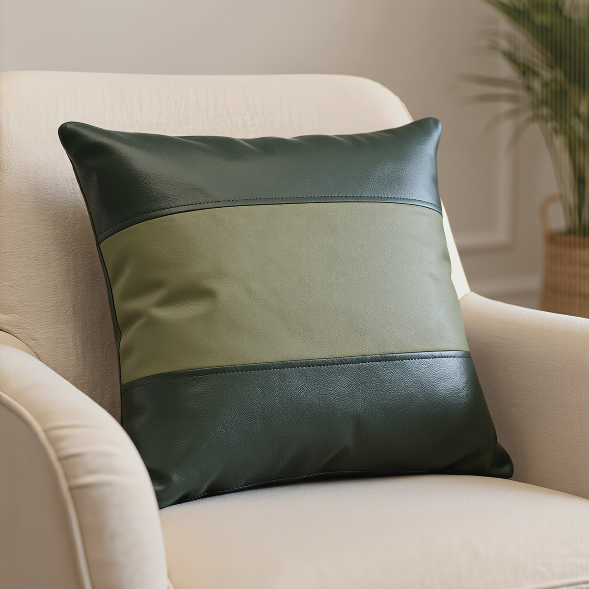 genuine leather cushion covers striped style-set of 2