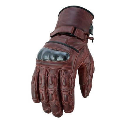 Motorcycle Gloves Premium Leather with Carbon Knuckle Armour