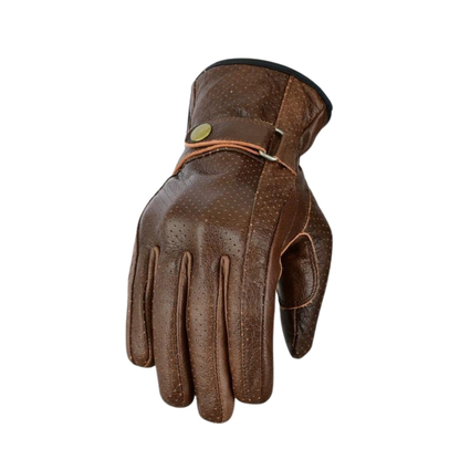 Mens Leather Gloves Vintage Motorcycle Summer Vented Riding Gear