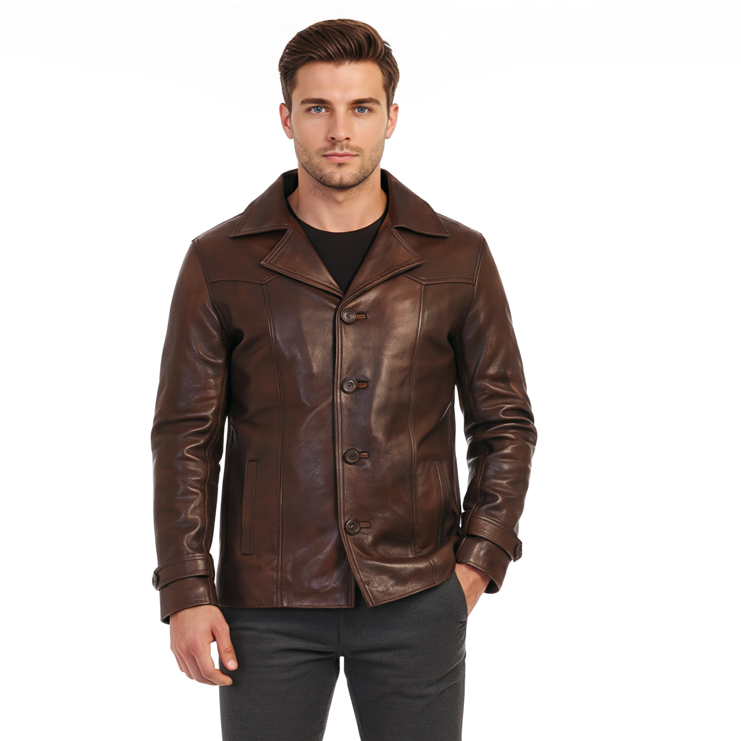 mens leather jackets – cowhide heist antique long coat
