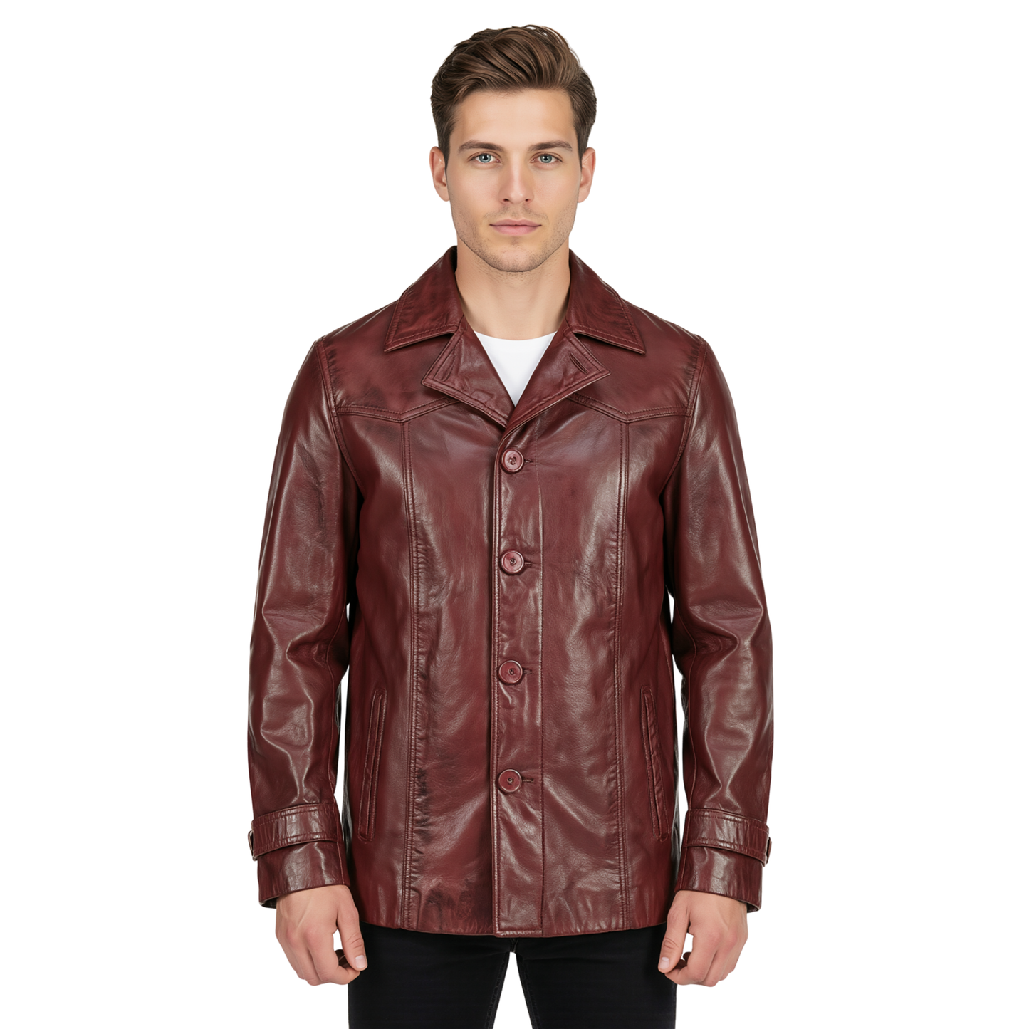 mens leather jackets – cowhide heist antique long coat