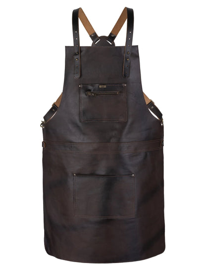 Cross Back Genuine Leather Chef in Apron for BBQ and Butchers