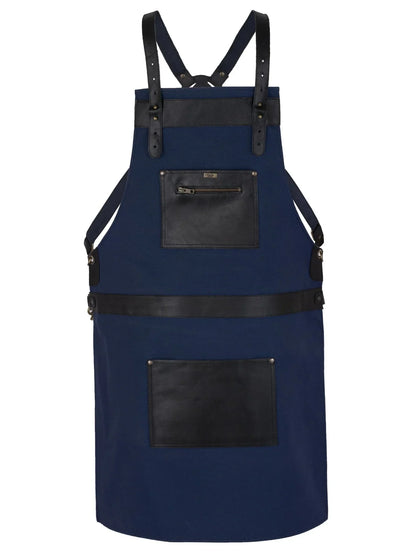 Cross Back Genuine Leather Chef in Apron for BBQ and Butchers