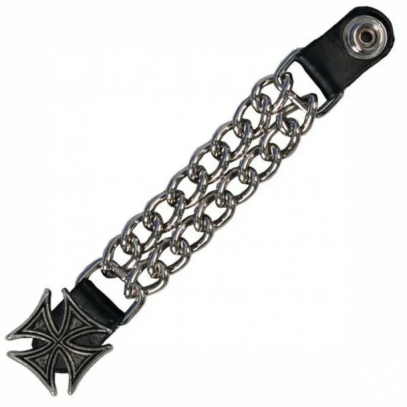 chain vest extenders 7 inch black leather with silver chain snaps