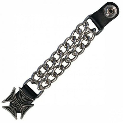 Chain Vest Extenders 7 Inch Black Leather with Silver Chain Snaps