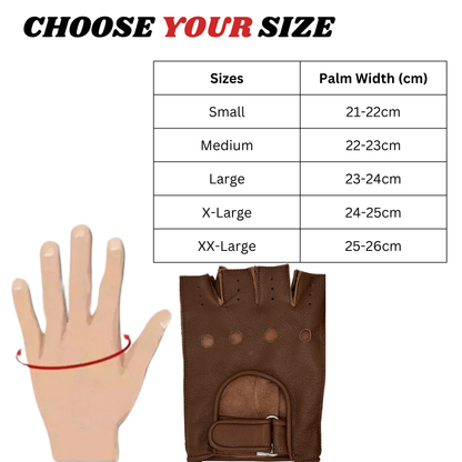 Leather Fingerless Gloves – Premium Half Finger Driving & Riding Gloves