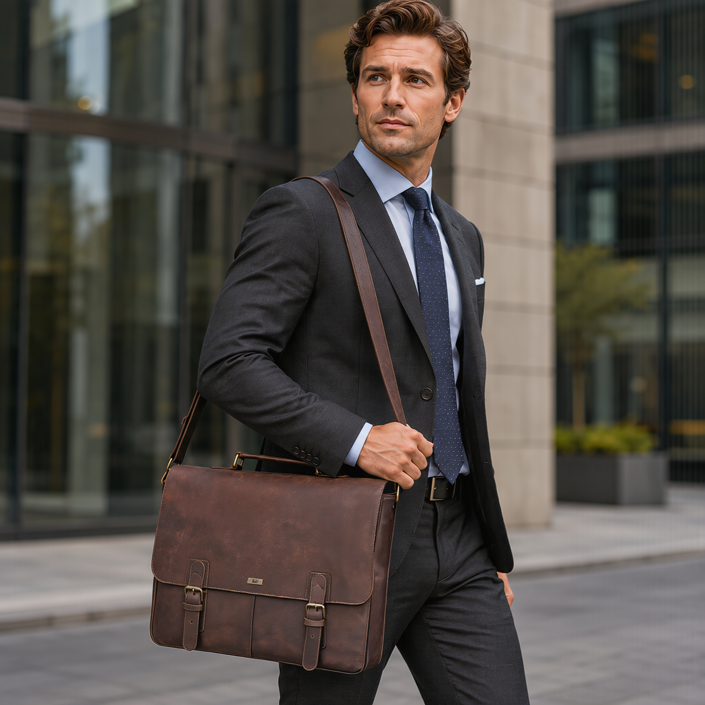mens laptop bag – premium crazy horse leather messenger bag