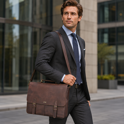 Mens Laptop Bag – Premium Crazy Horse Leather Messenger Bag