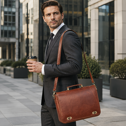 Leather Laptop MacBook Messenger Bag – Premium Leather Business Bag