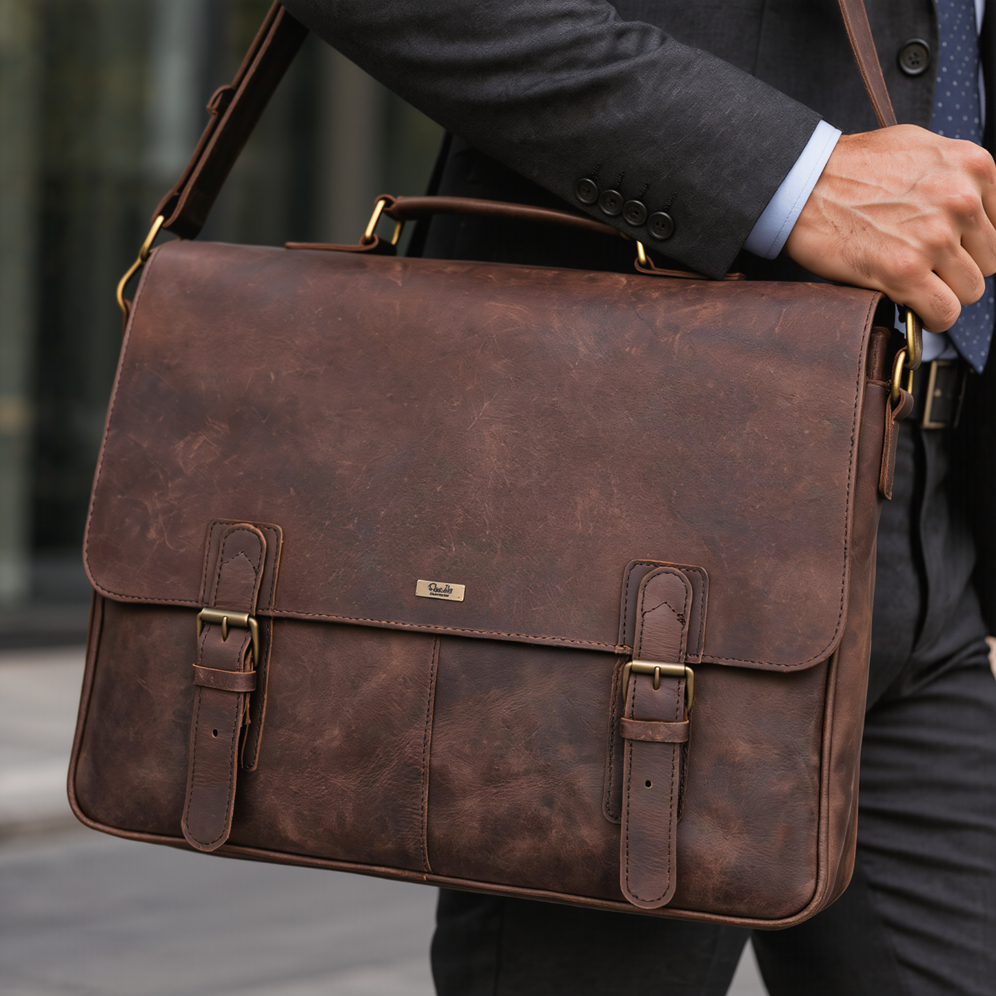 mens laptop bag – premium crazy horse leather messenger bag