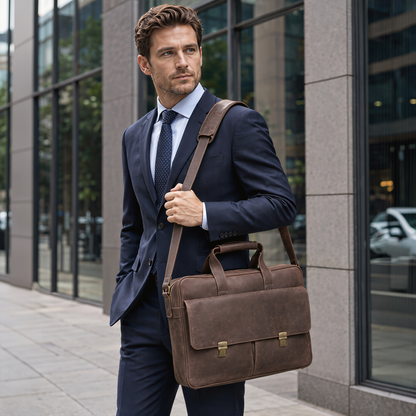 Mens Laptop Bag – Premium Crazy Horse Leather Messenger Bag