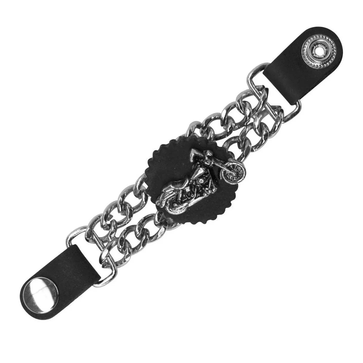 chain vest extenders black leather 7 inch with 15mm snap closure