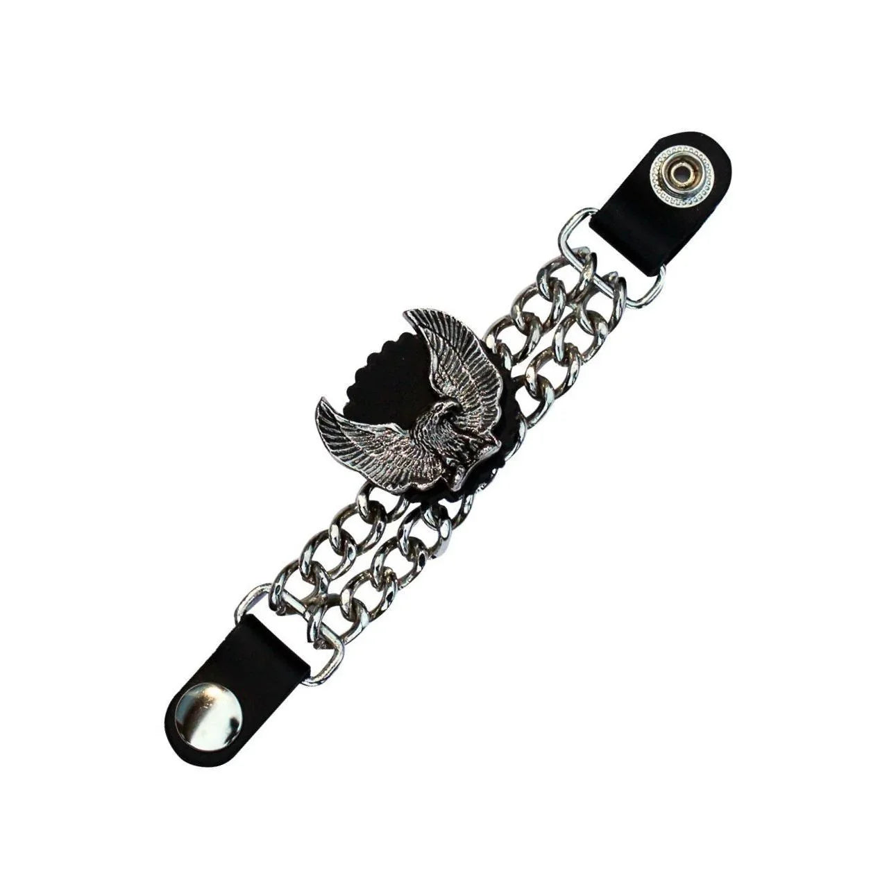 chain vest extenders black leather 7 inch with 15mm snap closure