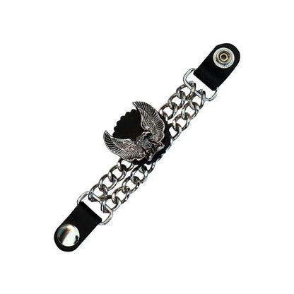 Chain Vest Extenders Black Leather 7 Inch with 15mm Snap Closure