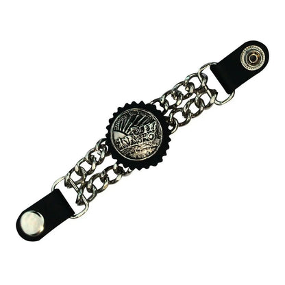Chain Vest Extenders Black Leather 7 Inch with 15mm Snap Closure