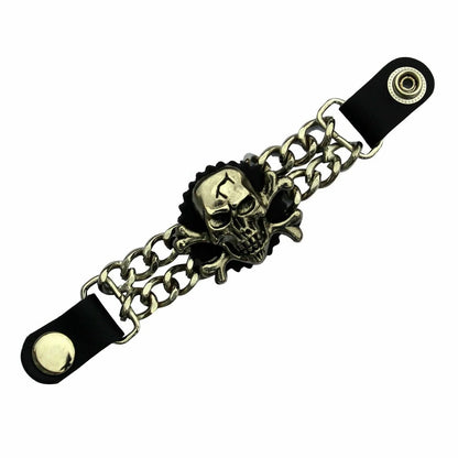 Chain Vest Extenders Black Leather 7 Inch with 15mm Snap Closure