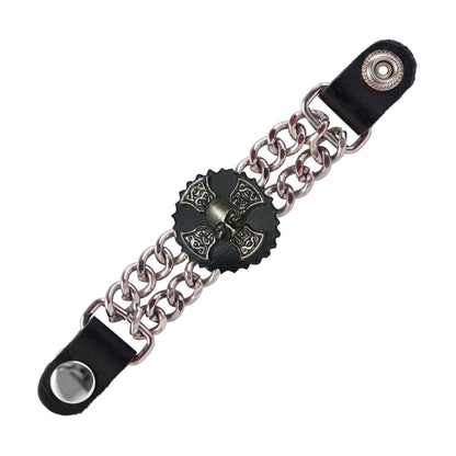 Chain Vest Extenders Black Leather 7 Inch with 15mm Snap Closure