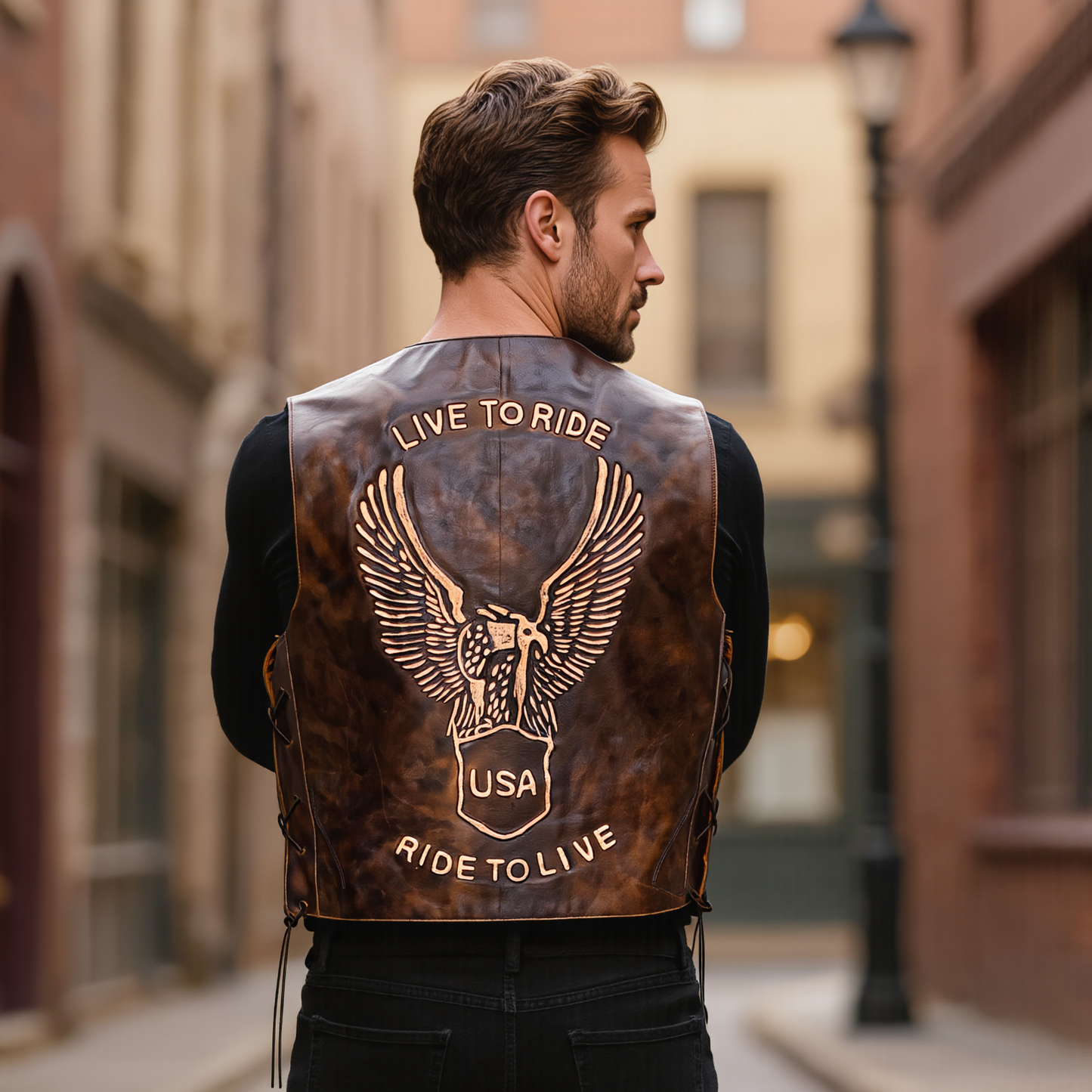 mens vest designer for motorcycle riding and biker fashion