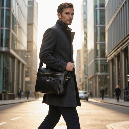 Mens Laptop Bag – Premium Crazy Horse Leather Business Briefcase