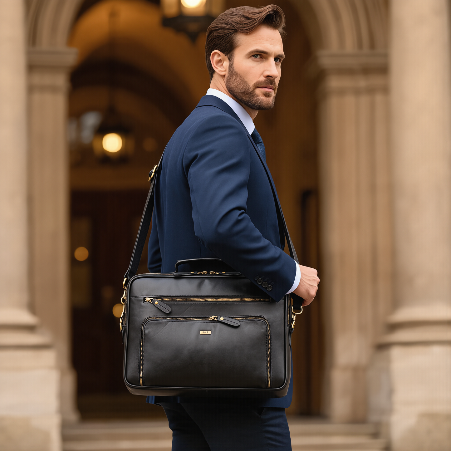 mens laptop bag – premium crazy horse leather business briefcase