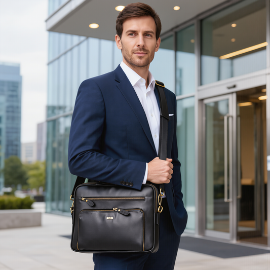 Mens Laptop Bag – Premium Crazy Horse Leather Business Briefcase