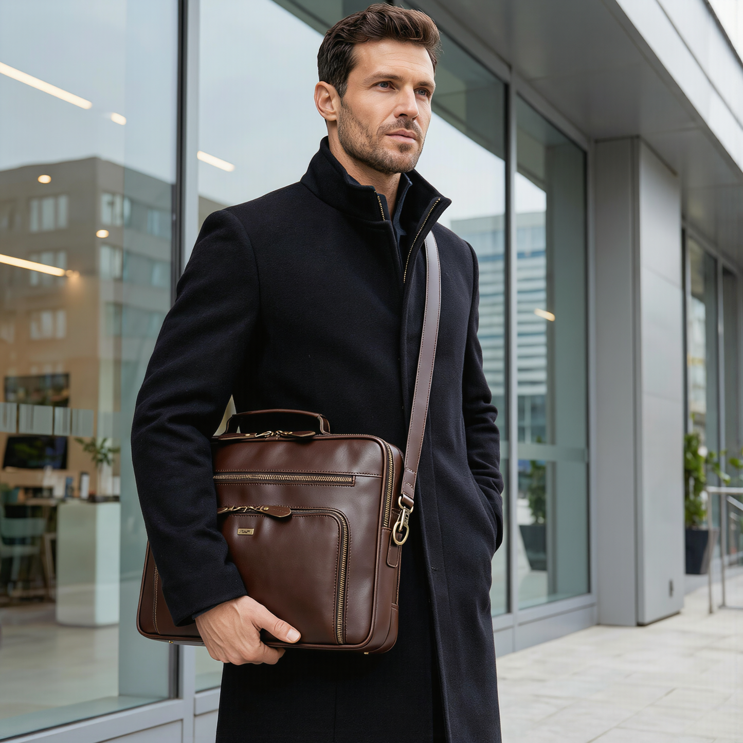 mens laptop bag – premium crazy horse leather business briefcase