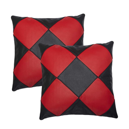Diamond Shape Genuine Leather Set of 2 Cushion Covers