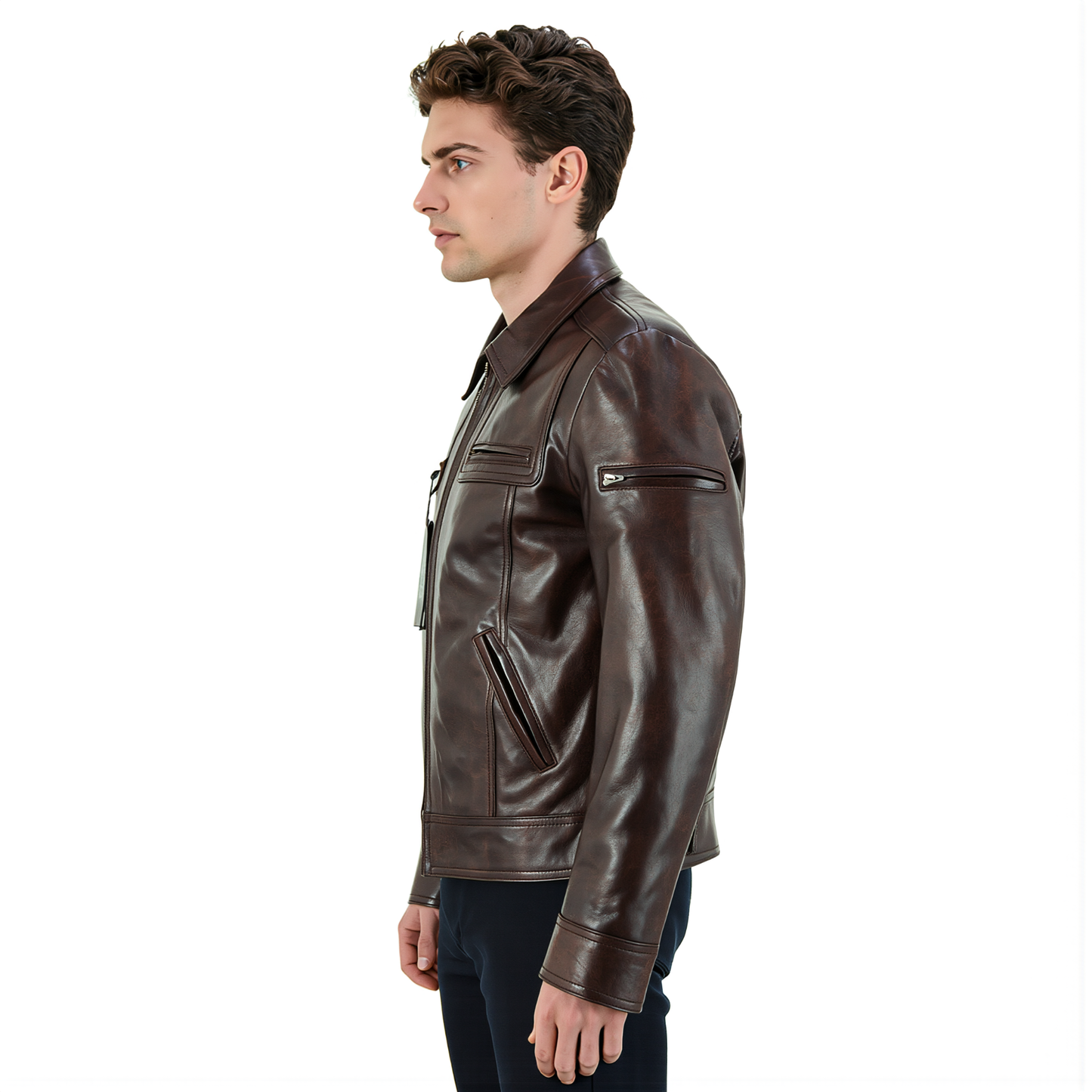 male leather jacket – lynch genuine vintage waist length jacket
