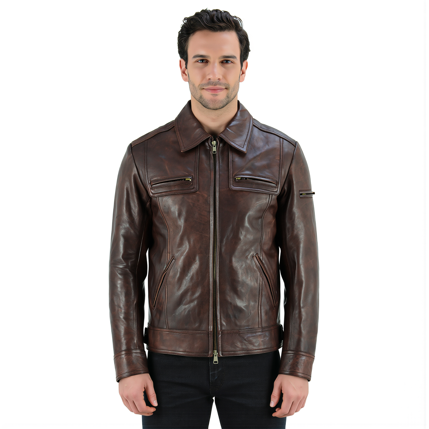 male leather jacket – lynch genuine vintage waist length jacket