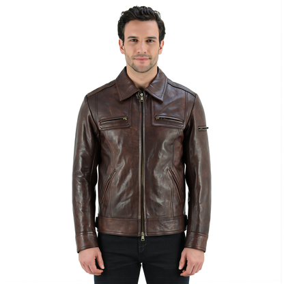 Male Leather Jacket – Lynch Genuine Vintage Waist Length Jacket